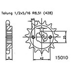 EsJOT Chain pinion, 19 dents