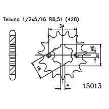 EsJOT Chain pinion, 15 dents