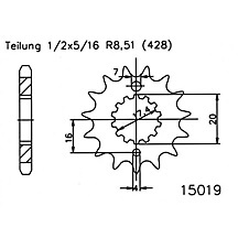 EsJOT Chain pinion, 17 dents