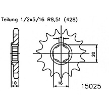 ESJOT Chain pinion, 16 teeth