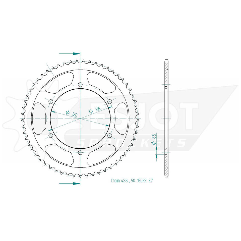 ESJOT Chain wheel, 57 teeth