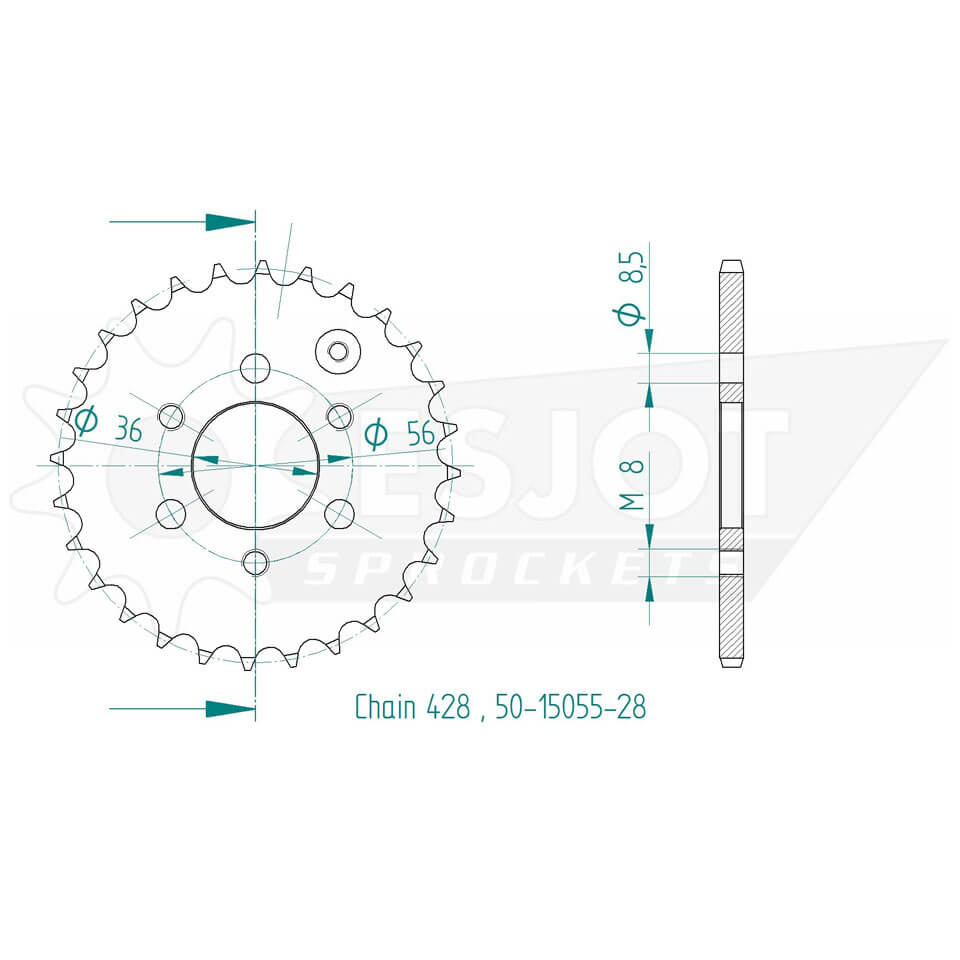 ESJOT Chain wheel, 28 teeth