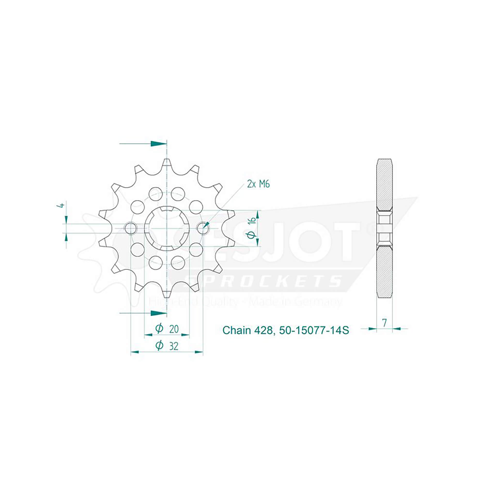 ESJOT Chain pinion Sport, 14 teeth, 428 pitch (1/2x5/16)