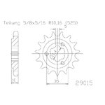 EsJOT Chain pinion, 15 dents