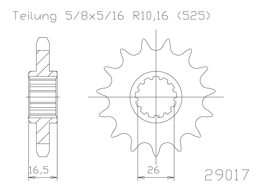 ESJOT Chain sprocket, rubberized, 16 teeth