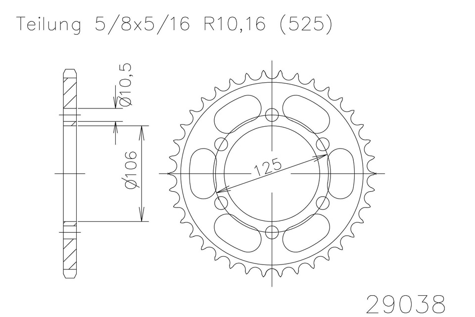 ESJOT Chain wheel, 46 teeth, 525 pitch (5/8x5/16)