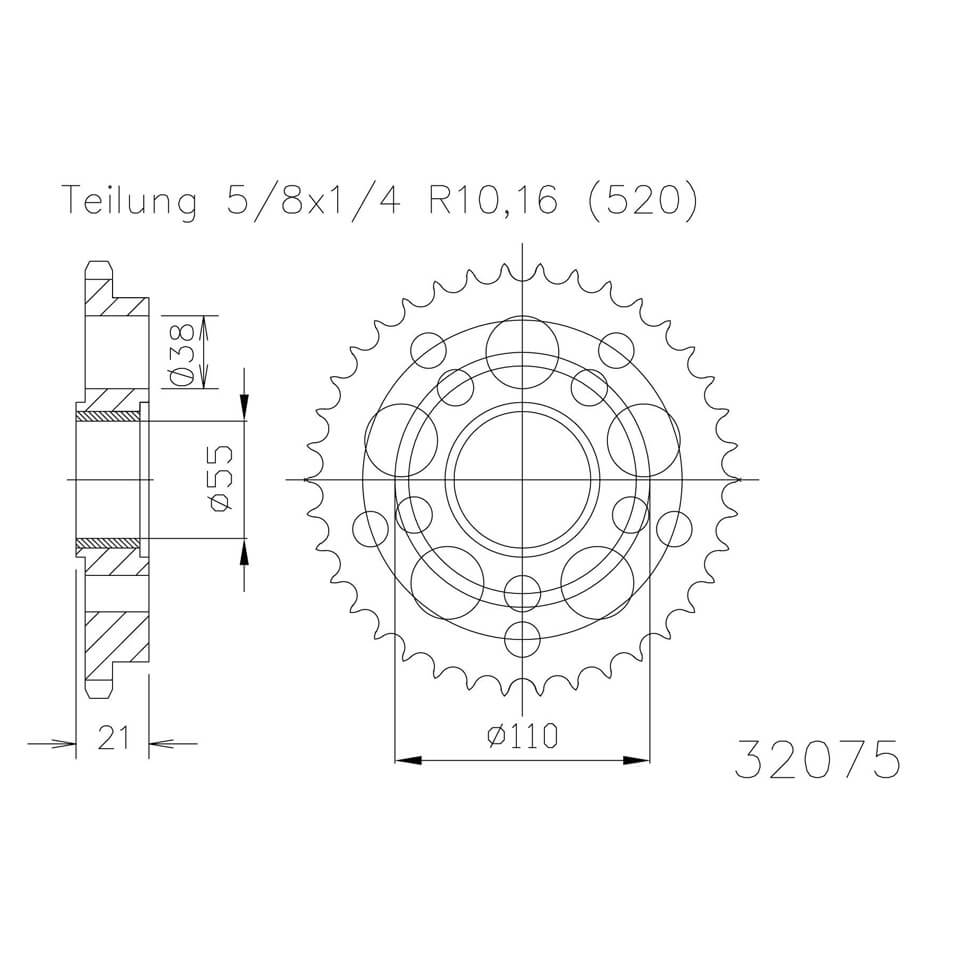 ESJOT piñón, 38 dientes