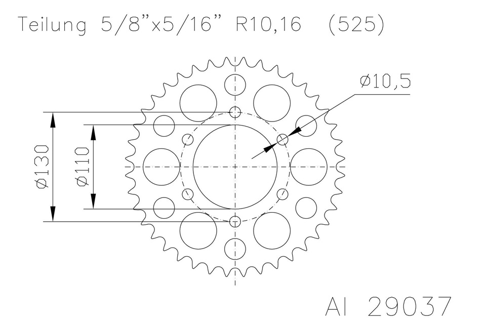 ESJOT Aluminium sprocket 47 teeth 525 pitch (5/8x5/16)
