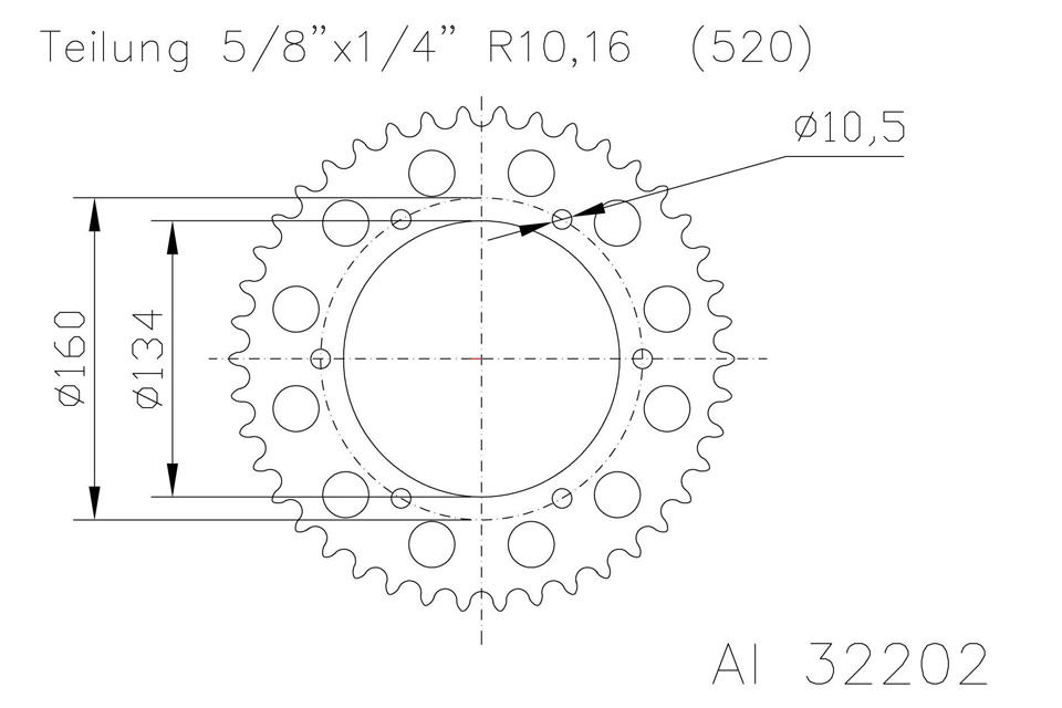 ESJOT Aluminium sprocket, 46 teeth