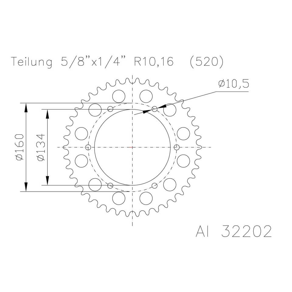 ESJOT Aluminium sprocket, 46 teeth
