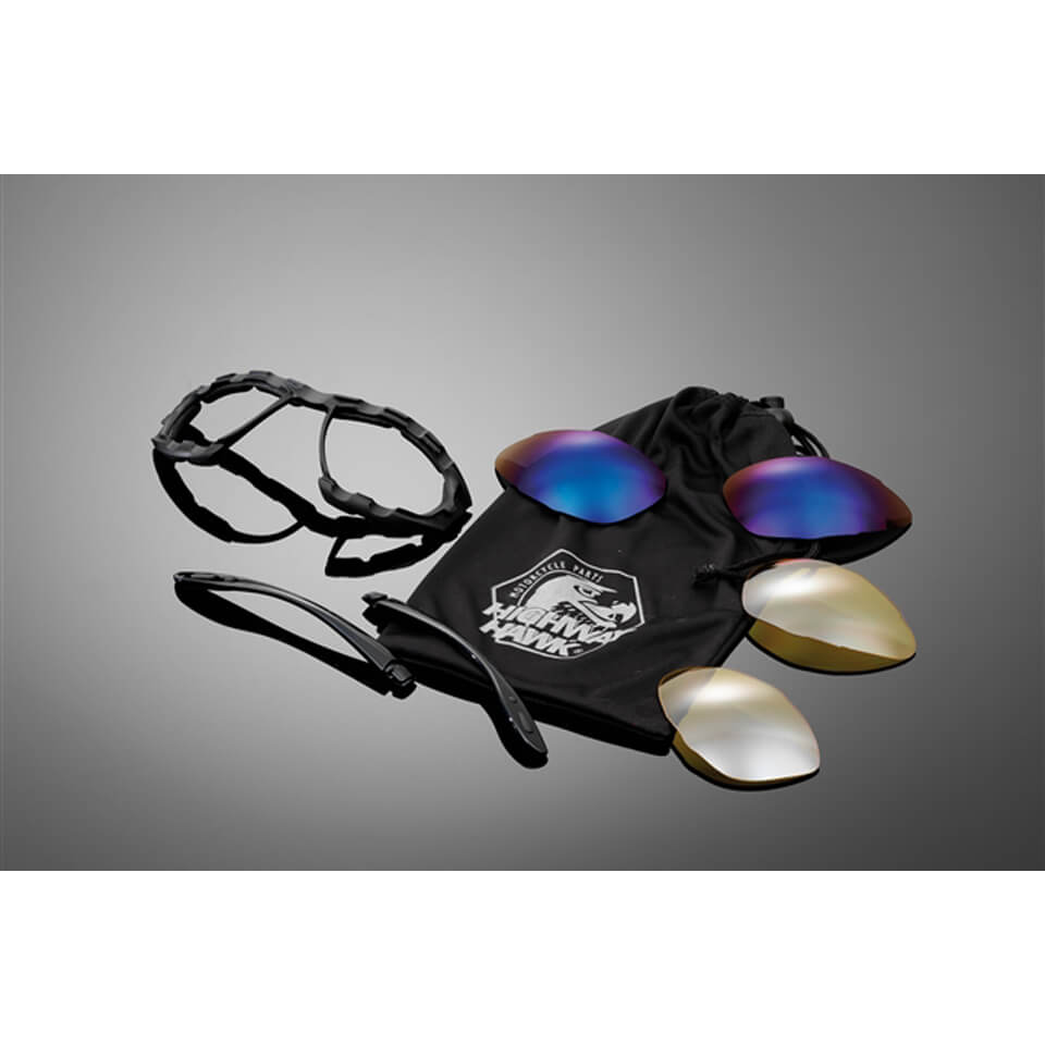 Lunettes de soleil HIGHWAY HAWK avec lentilles interchangeables, noir