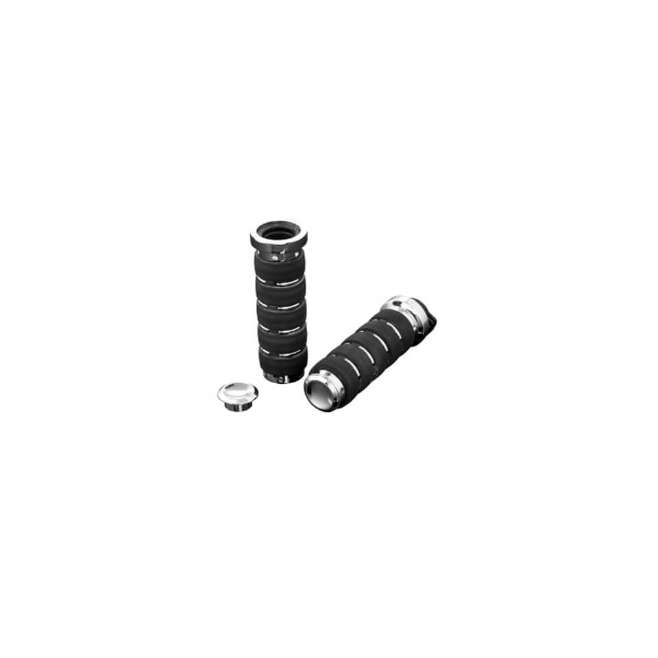 HIGHWAY HAWK Handlebar grips AIR 1 inch, black-silver, black-silver