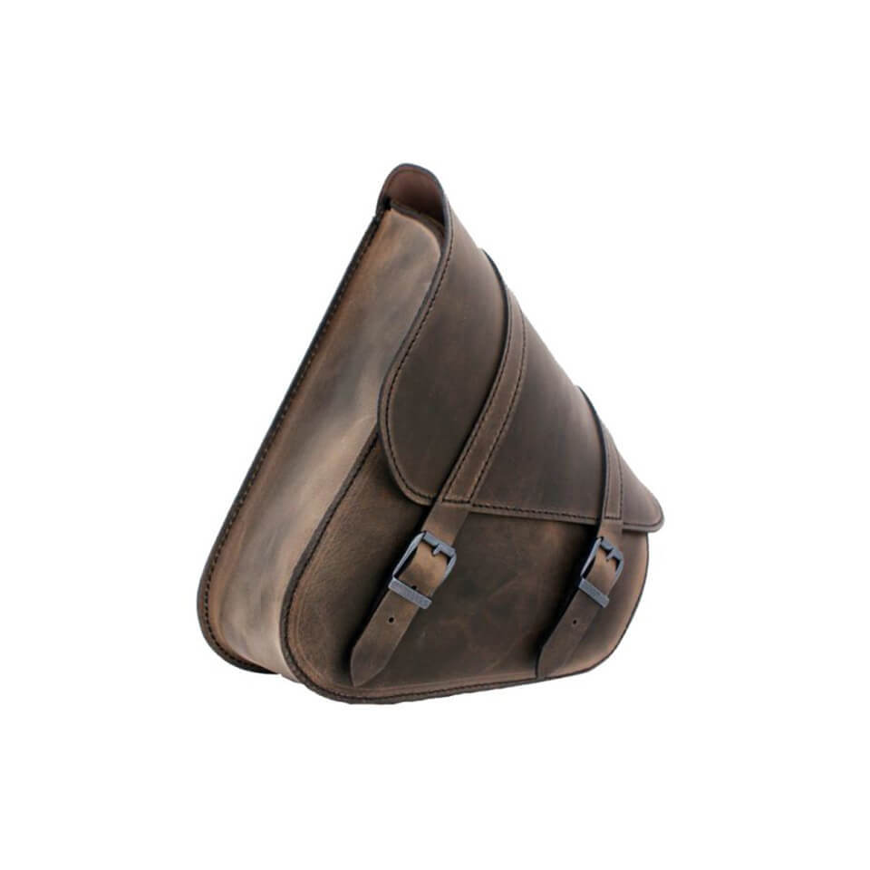 LEDRIE Ledrie Swingarm Bag brown. High quality leather. for Harley-Davidson Softail left. 9 litres