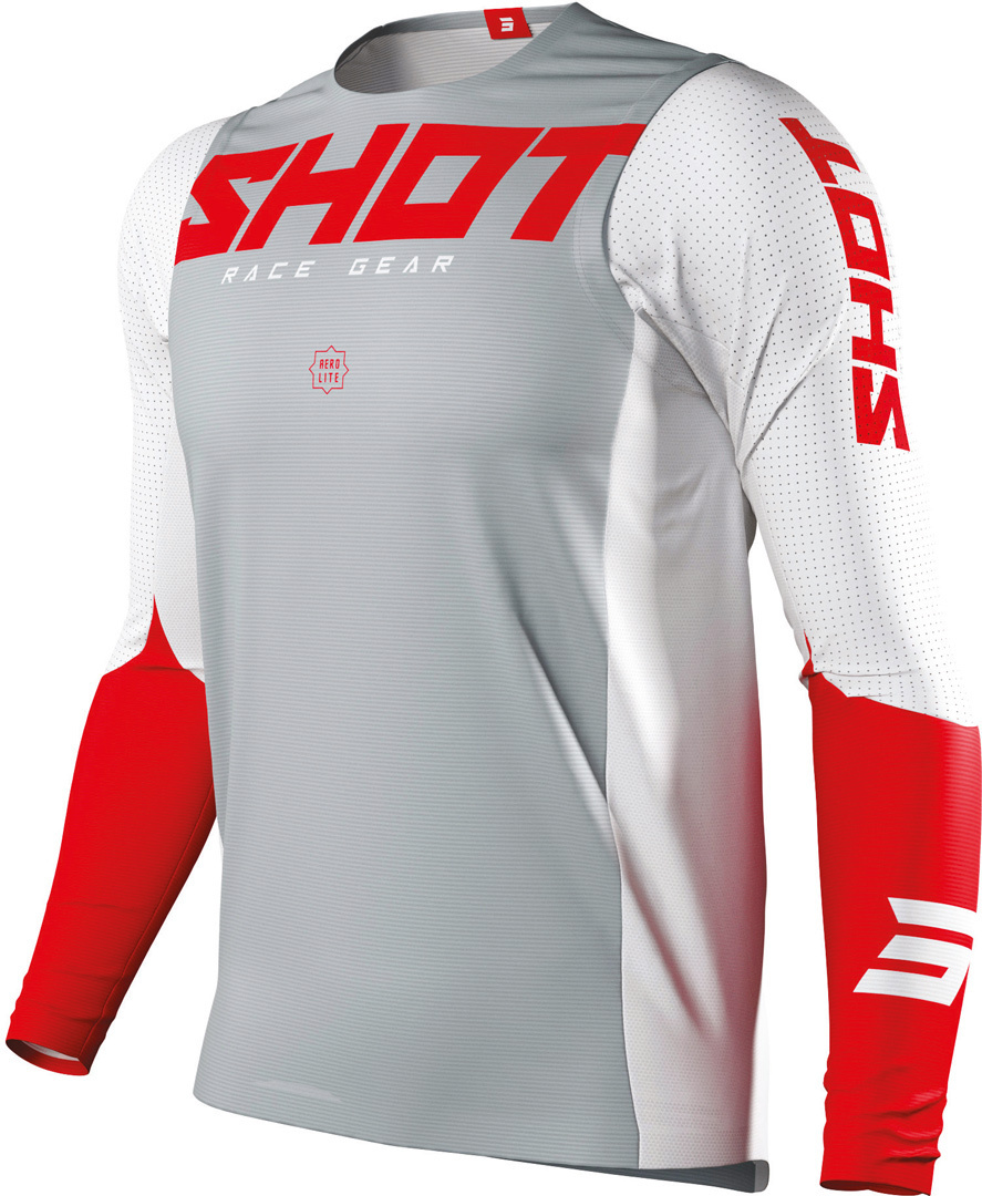 Shot Aerolite Airflow Motocross Jersey, grey-red, Size M, grey-red, Size M