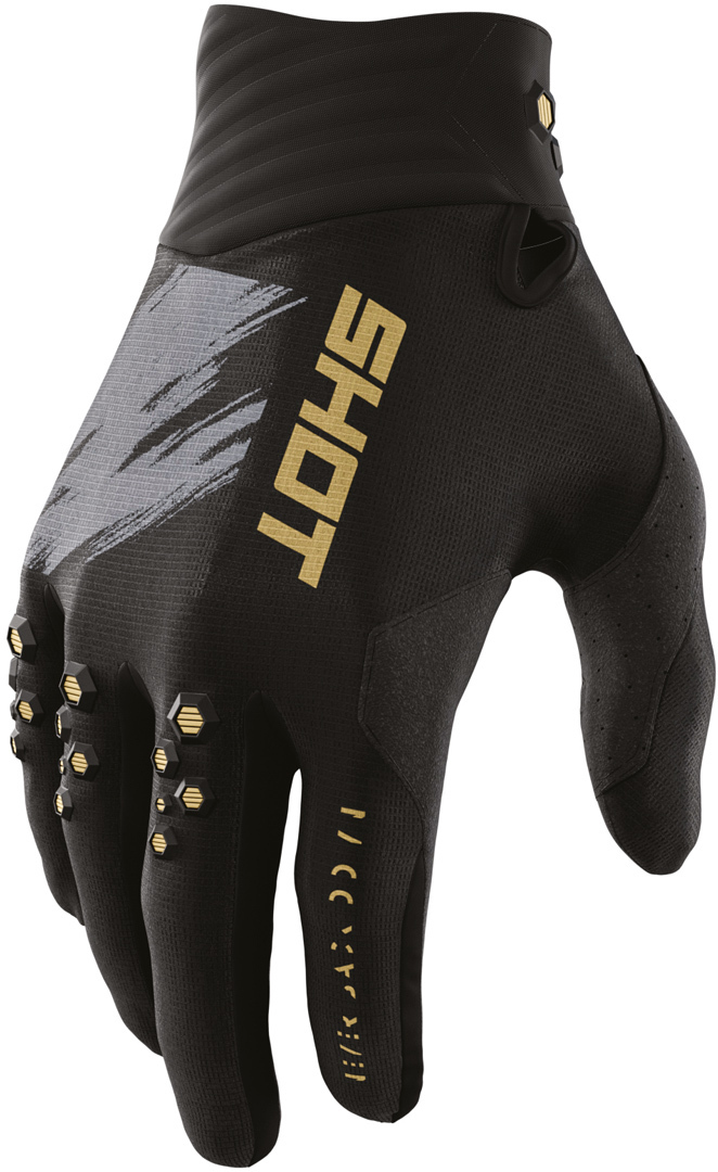 Shot Contact Draw Motocross Handschuhe, schwarz-gold, Größe L, schwarz-gold, Größe L