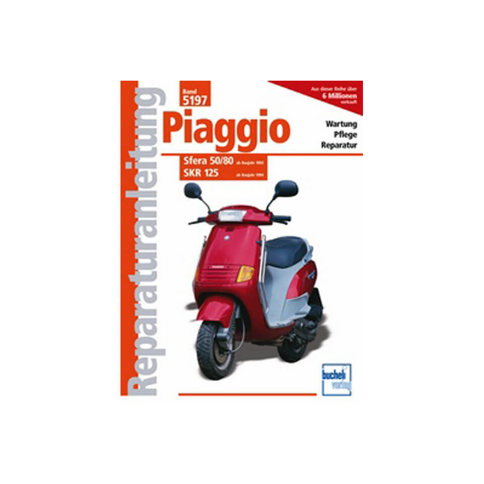Motorbuch Vol. 5197 Reparationsvejledning Piaggio Sfera 50/80 fra byggeår 1992, SKR 125 fra byggeår 1994