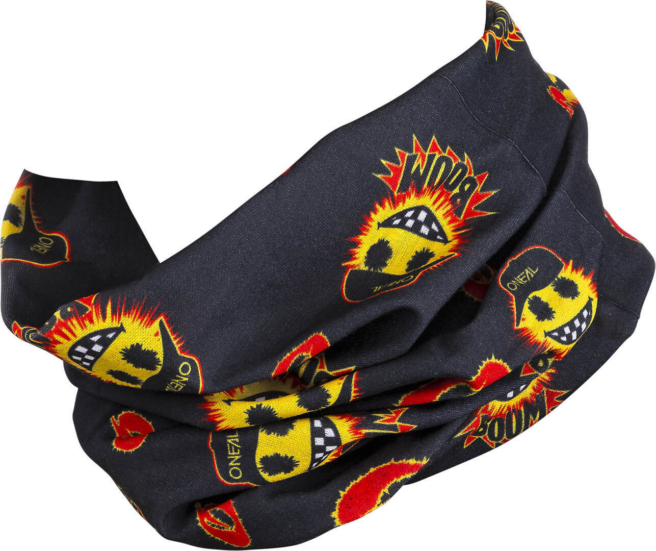 Side view of Oneal Emoji Multifunctional Headwear, black-yellow