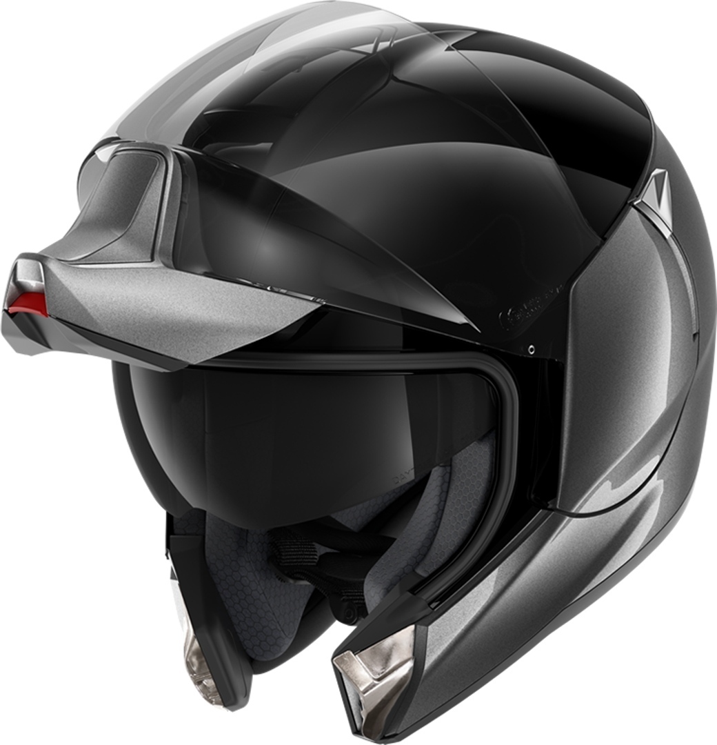 Side view of Shark Evojet Blank Dual Modular Helmets, black-silver, Size XS for Men