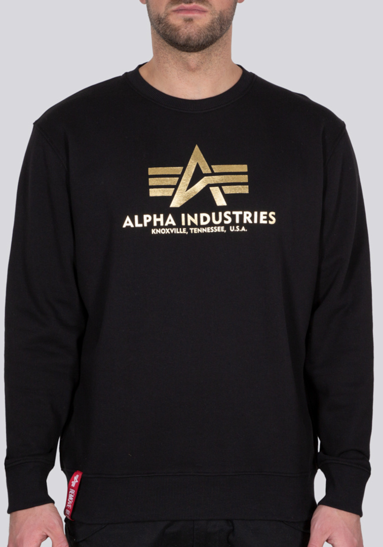 Alpha Industries Basic Foil Print Sweatshirt, schwarz-gold, Größe S, schwarz-gold, Größe S