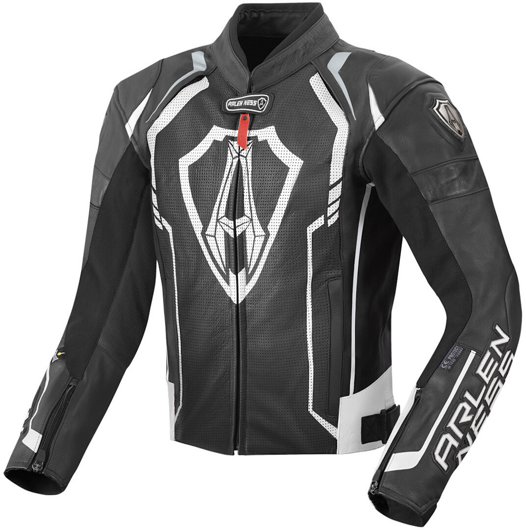 Arlen Ness Track Motorrad Lederjacke, schwarz-weiss, Größe 50, schwarz-weiss, Größe 50