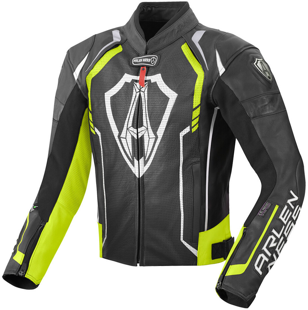 Arlen Ness Track Motorrad Lederjacke, schwarz-gelb, Größe 52, schwarz-gelb, Größe 52