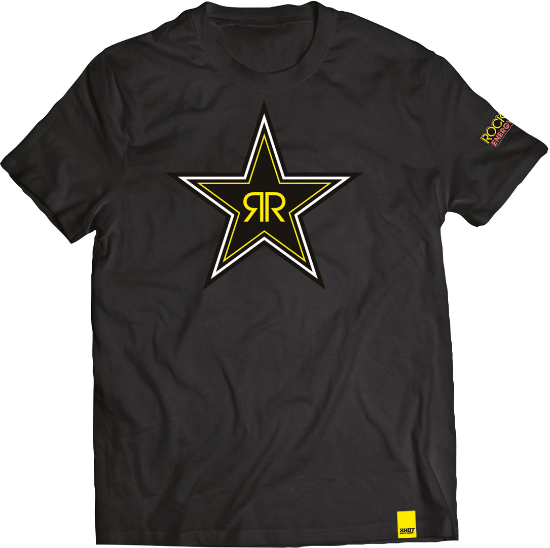 Shot Rockstar Black Star T-Shirt, black-yellow, Size M, black-yellow, Size M
