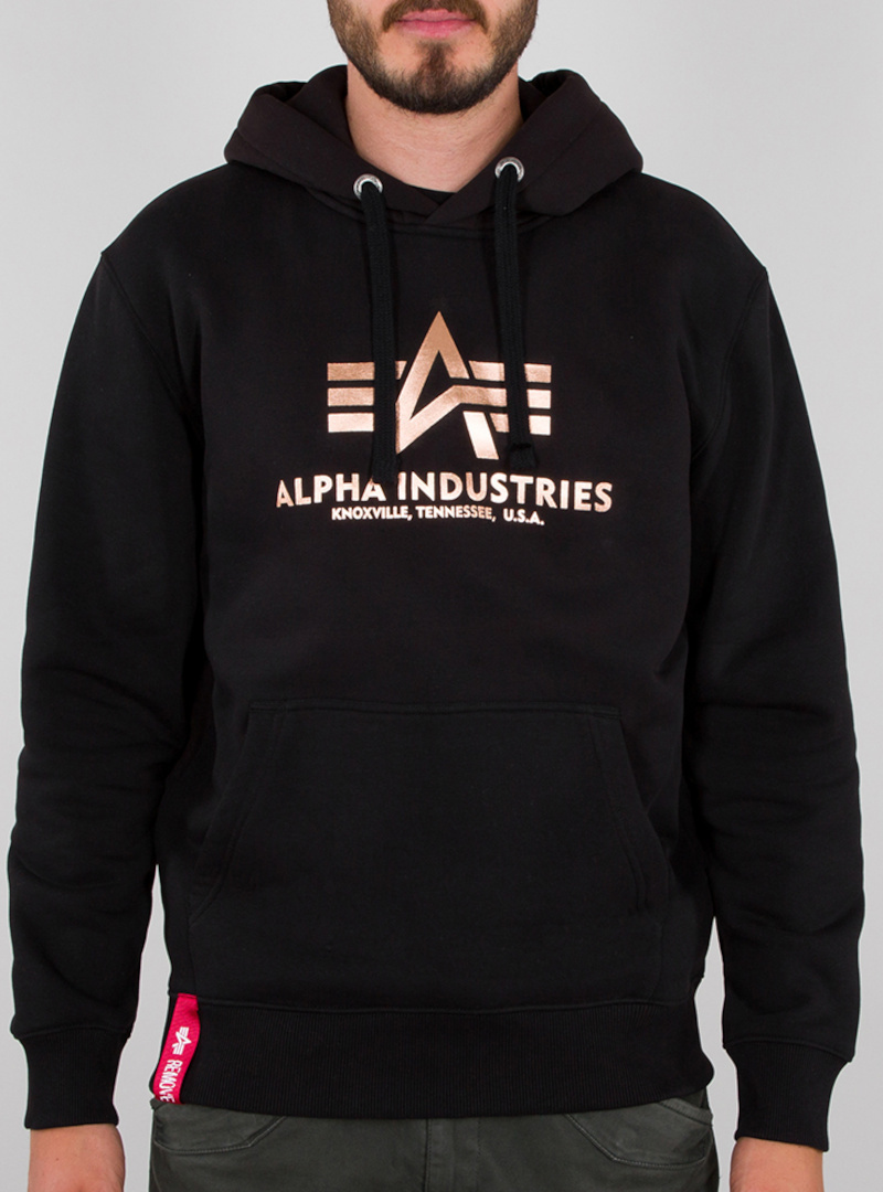 Alpha Industries Basic Foil Print Hoodie, schwarz-braun, Größe M, schwarz-braun, Größe M