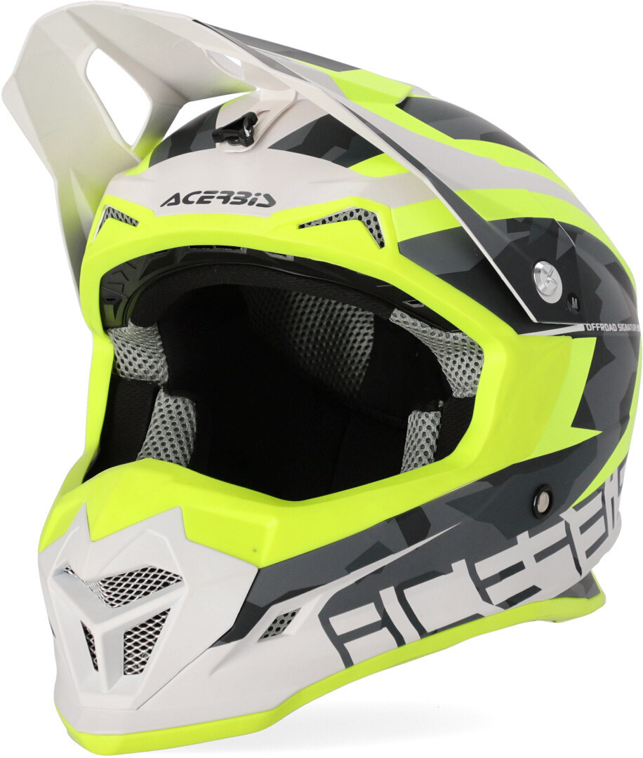Acerbis Profile 4 Motocross Helmet, white-yellow, Size L, white-yellow, Size L