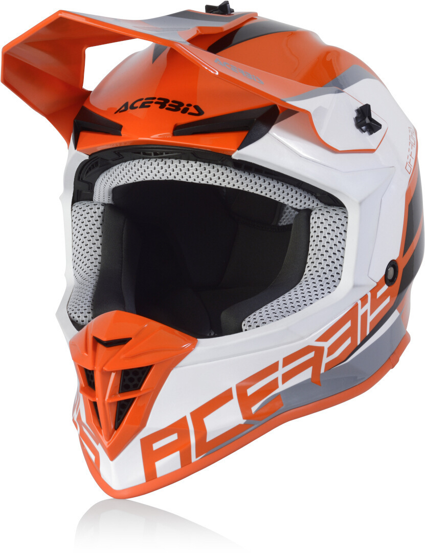 Image of Acerbis Linear Casco Motocross, bianco-arancione, dimensione XL