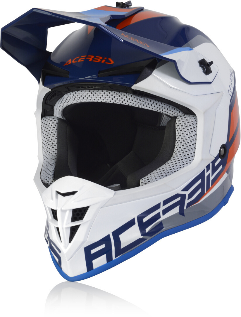 Image of Acerbis Linear Casco Motocross, bianco-turchese-blu, dimensione L