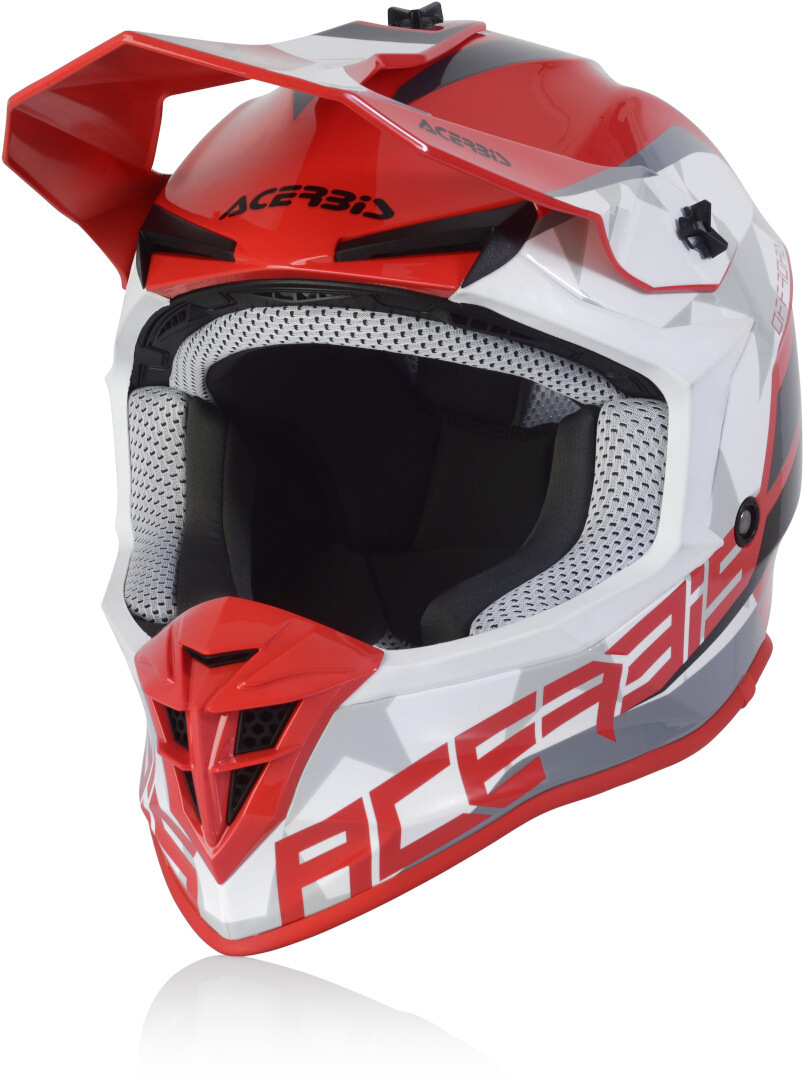 Image of Acerbis Linear Casco Motocross, bianco-rosso, dimensione XS