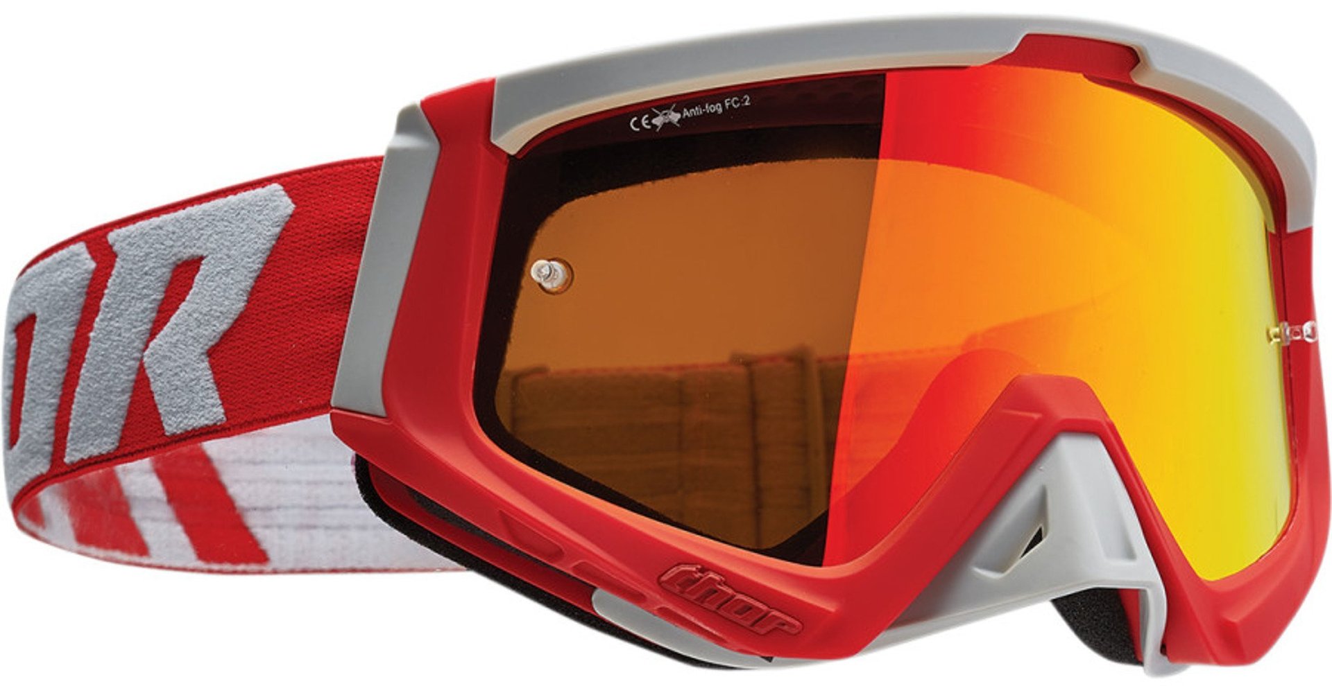 Thor Sniper Motocross Goggles, grey-red, grey-red, Size One Size