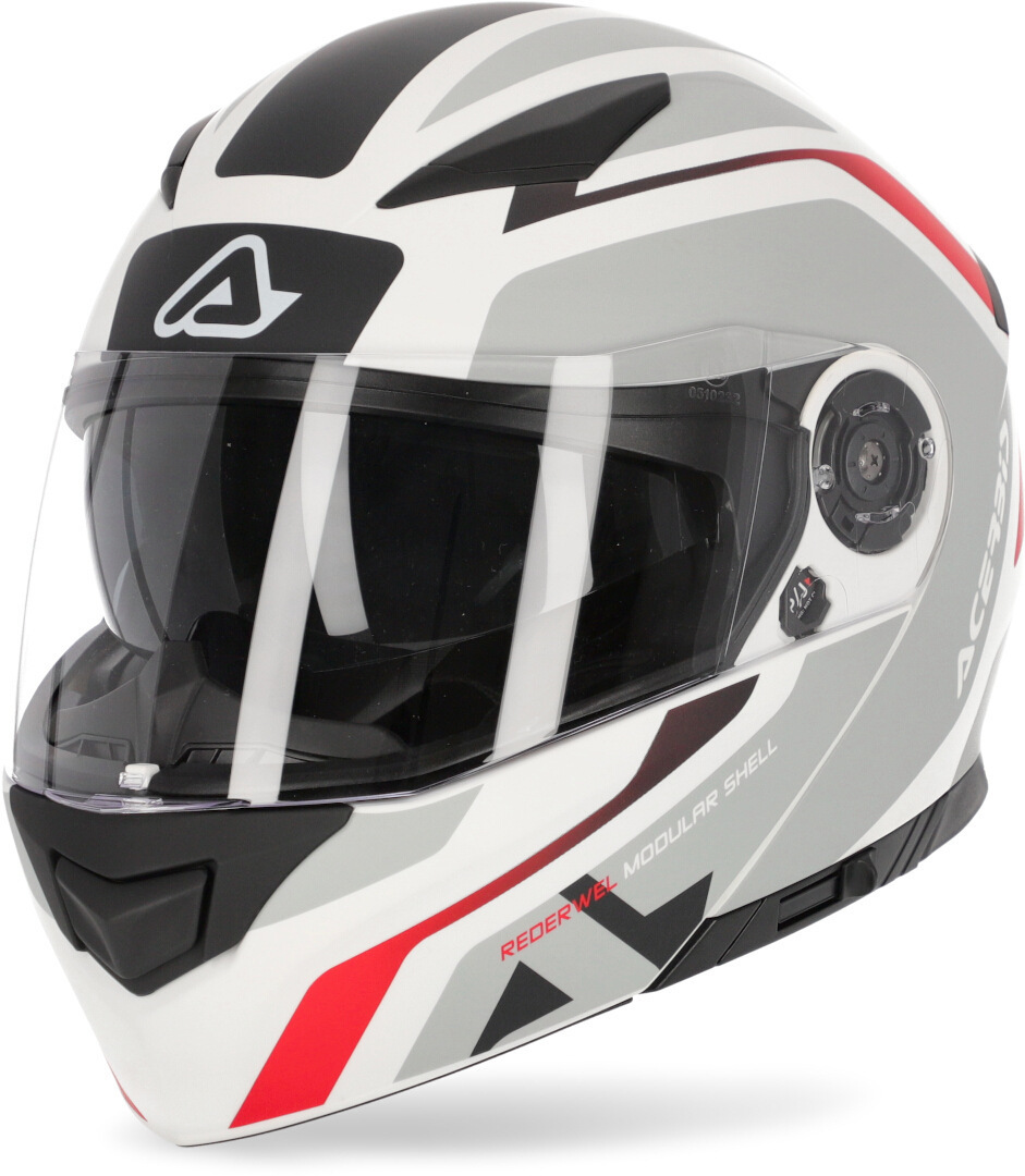 Image of Acerbis Rederwel P/J Graphics Casco, bianco-rosso, dimensione XS