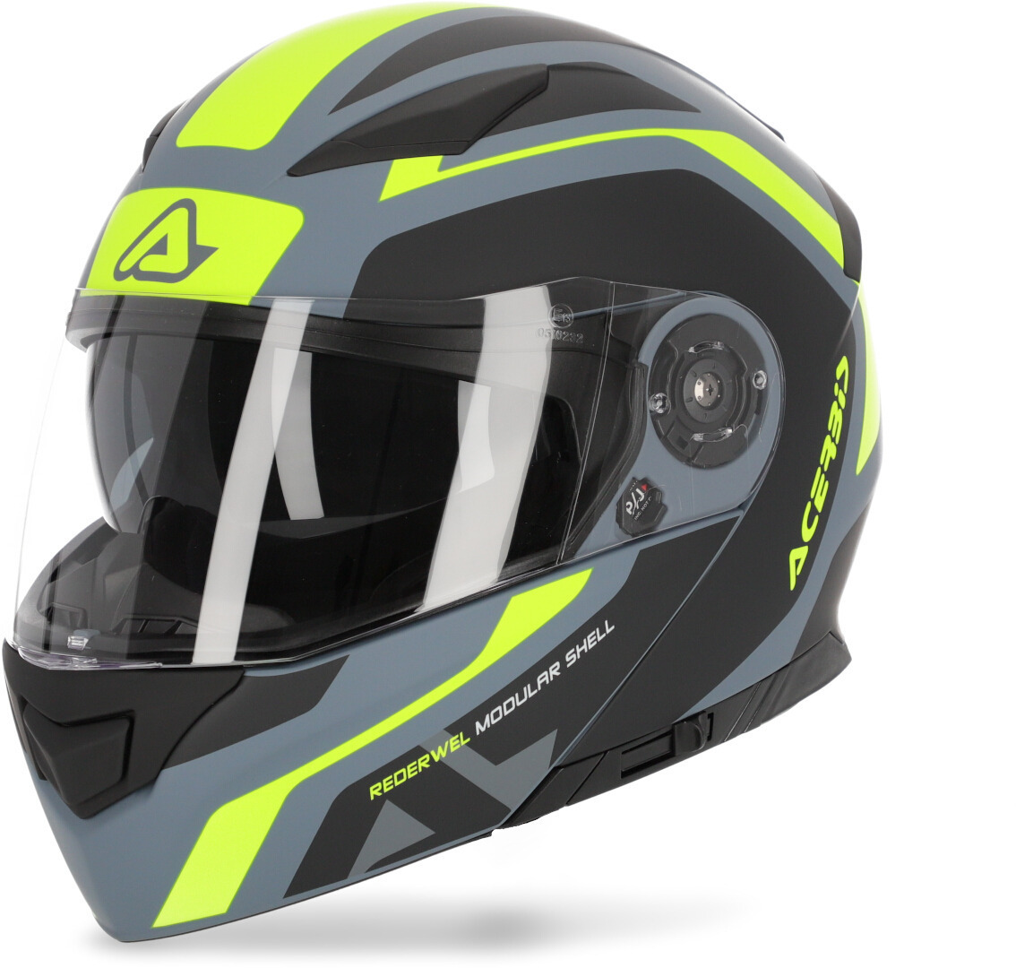 Image of Acerbis Rederwel P/J Graphics Casco, grigio-giallo, dimensione 2XL