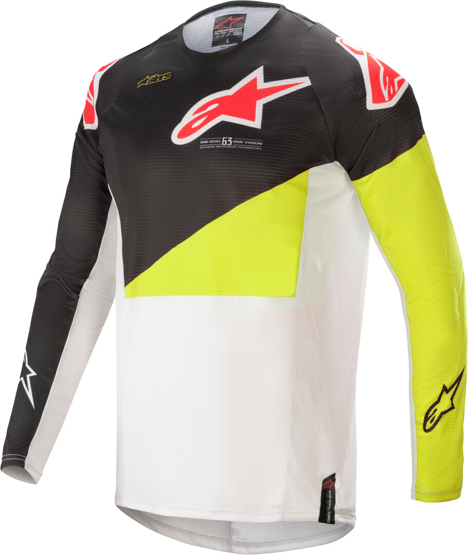 Alpinestars Techstar Factory Motocross Jersey, schwarz-weiss-gelb, Größe 2XL, schwarz-weiss-gelb, Größe 2XL