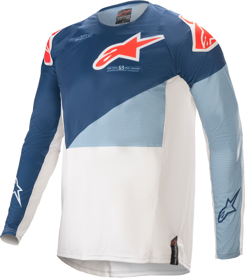 Alpinestars Techstar Factory Motocross Jersey, weiss-blau, Größe XL, weiss-blau, Größe XL