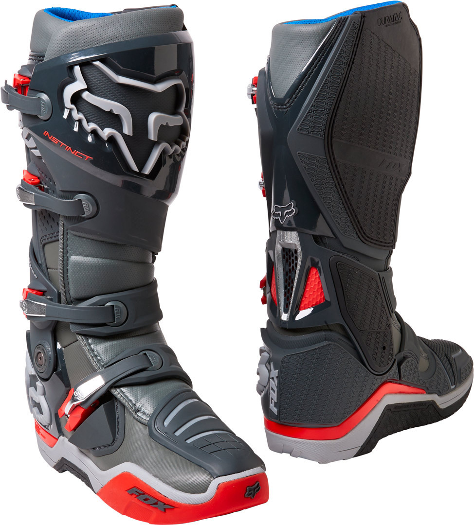 FOX Instinct Motocross Stiefel, grau-rot, Größe 47 48, grau-rot, Größe 47 48