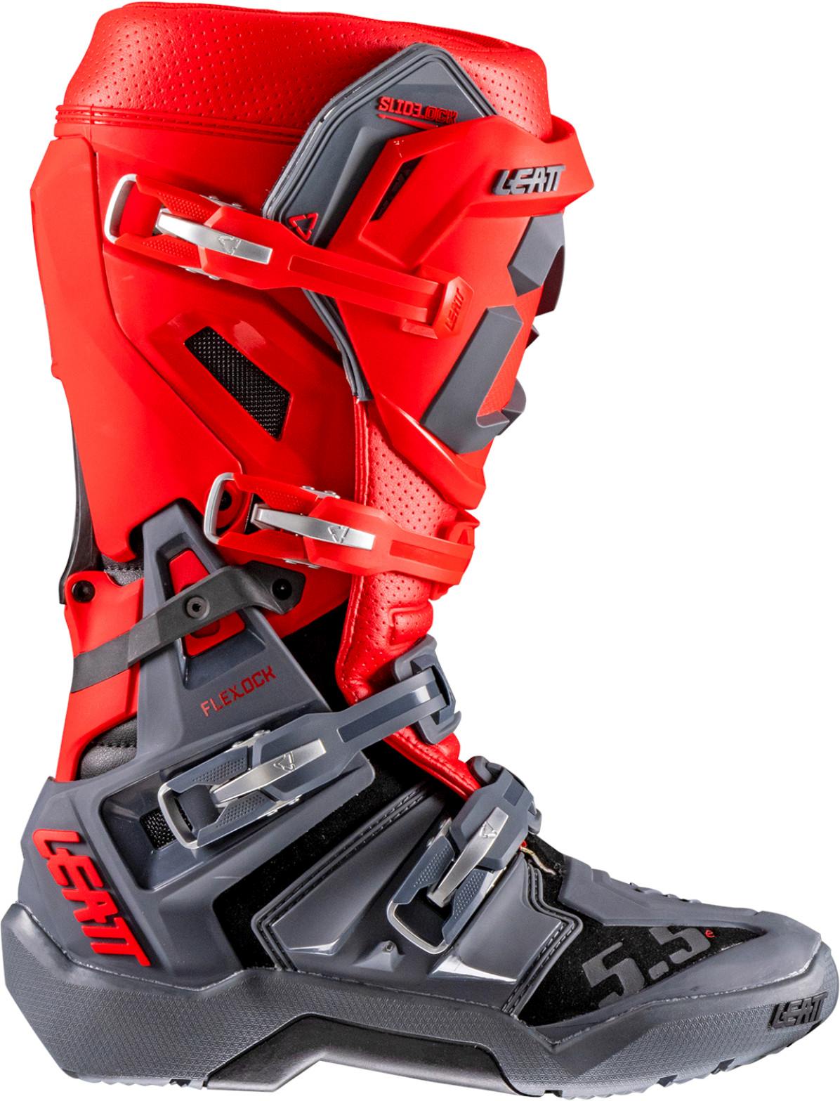 Side view of Leatt Moto 5.5 Flexlock Enduro Motocross Boots, red, Size 44 45 for Men