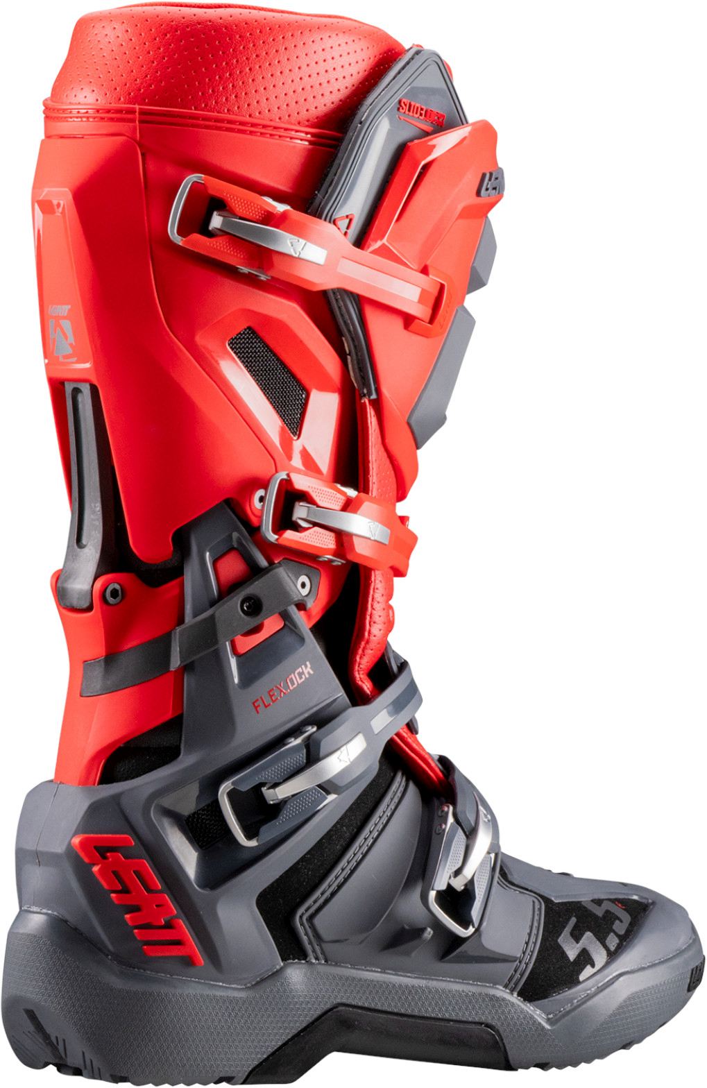 Side view of Leatt Moto 5.5 Flexlock Enduro Motocross Boots, red, Size 44 45 for Men