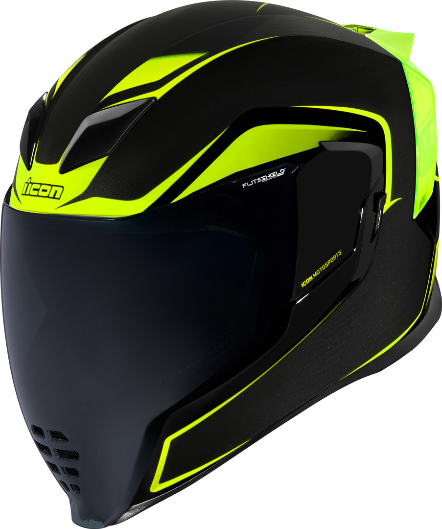 Icon Airflite Crosslink Helm, zwart-geel, afmeting XS