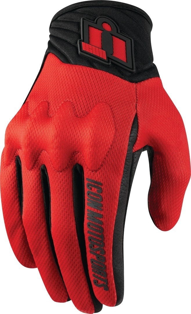 Image of Icon Anthem 2 Guanti da moto, nero-rosso, dimensione XL