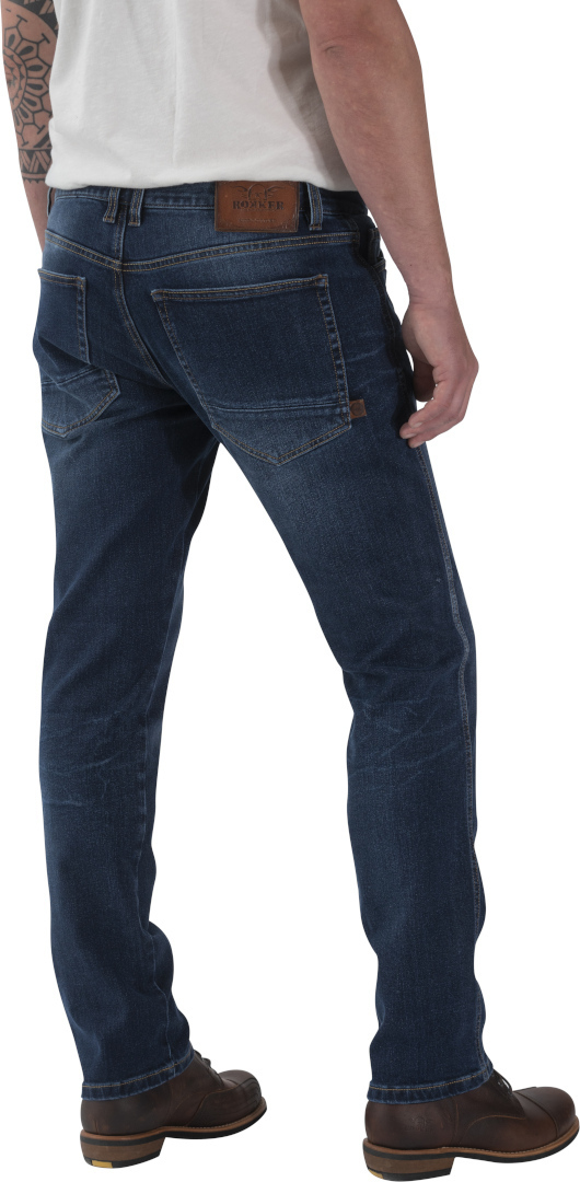 Side view of Rokker Rokkertech Slim Motorcycle Jeans, blue, Size 44 for Men