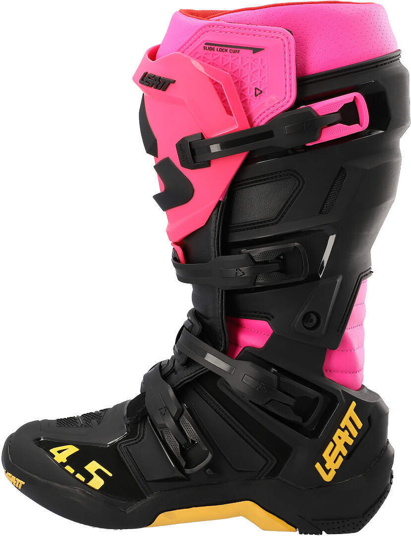 Side view of Leatt 4.5 Motocross Boots, black-pink, Size 48 for Men