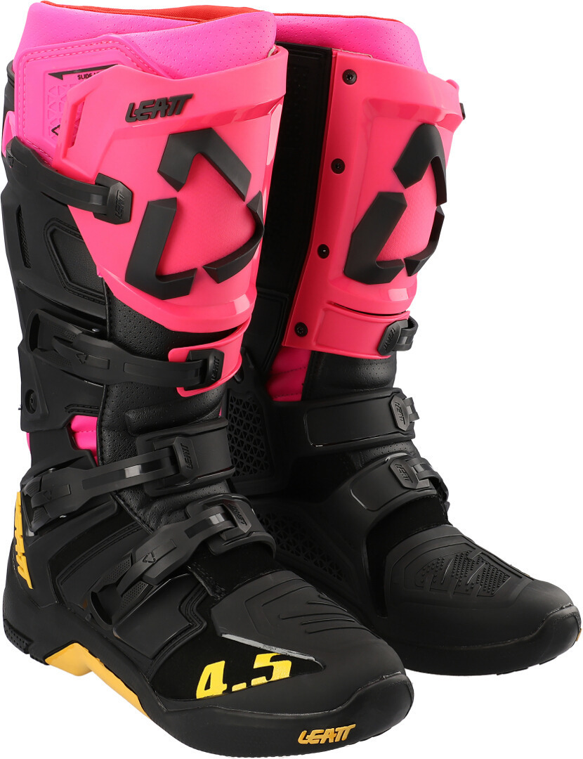 Side view of Leatt 4.5 Motocross Boots, black-pink, Size 48 for Men