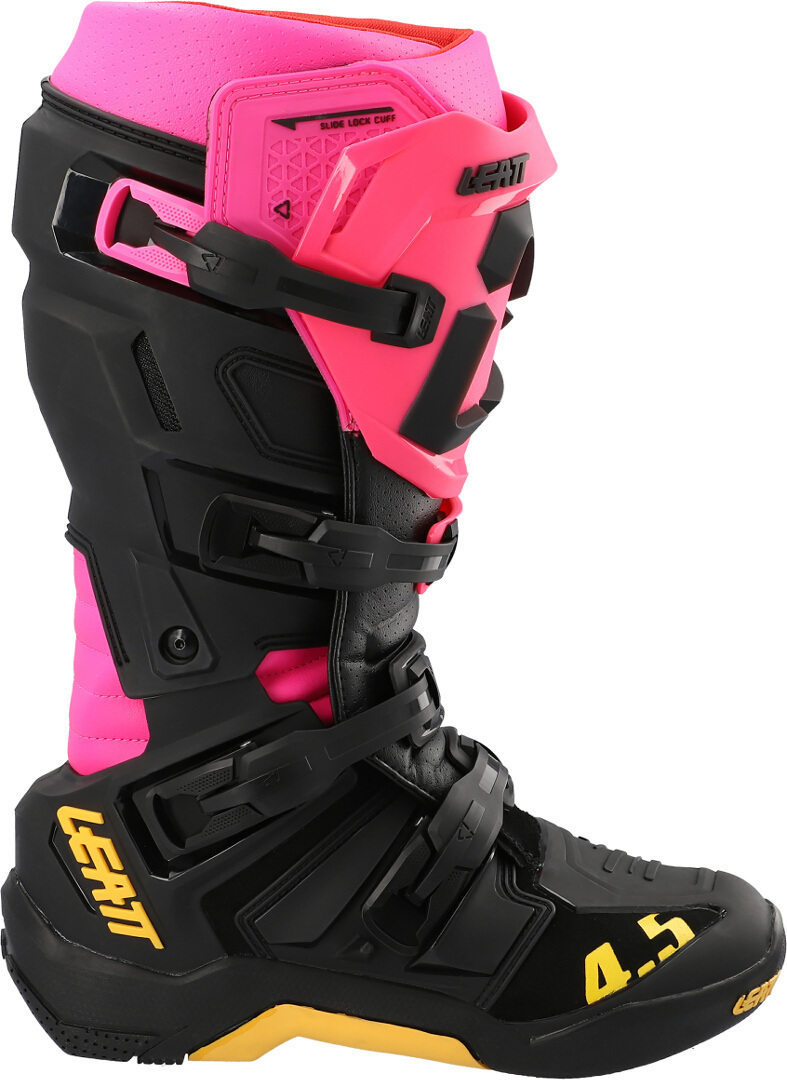 Side view of Leatt 4.5 Motocross Boots, black-pink, Size 48 for Men