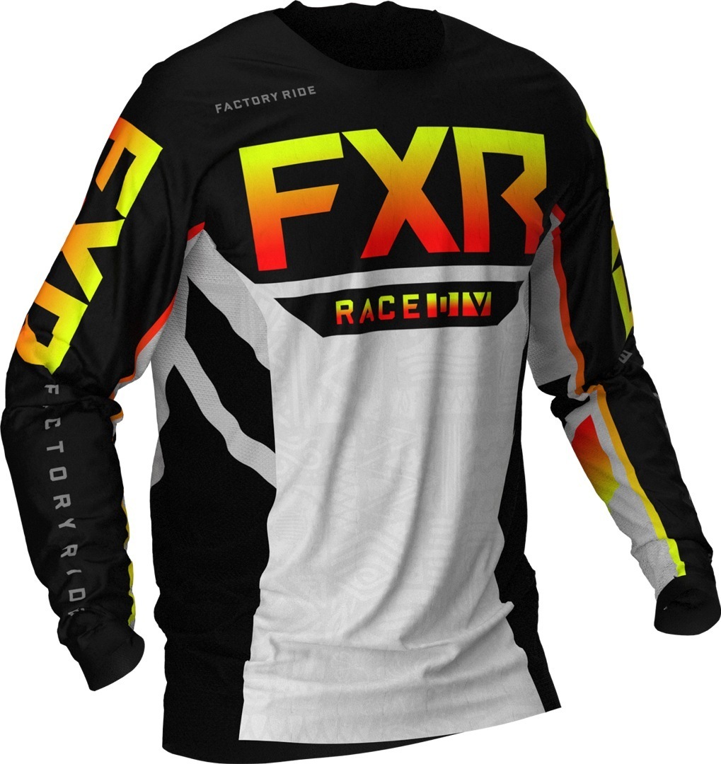 FXR Podium Aztec MX Gear Youth Motocross Jersey, black-grey-yellow, Size L, black-grey-yellow, Size L