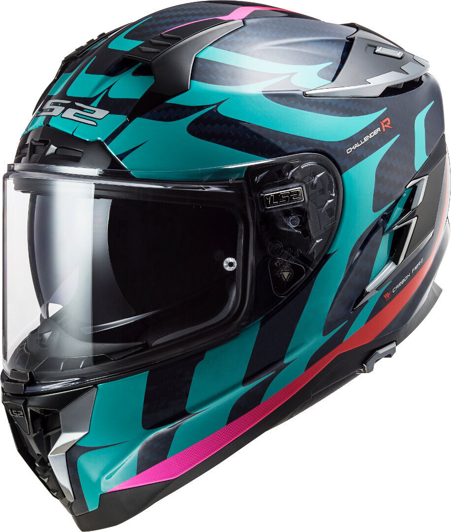 LS2 FF327 Challenger Flames Carbon Helmet, red-blue, Size XS, red-blue, Size XS