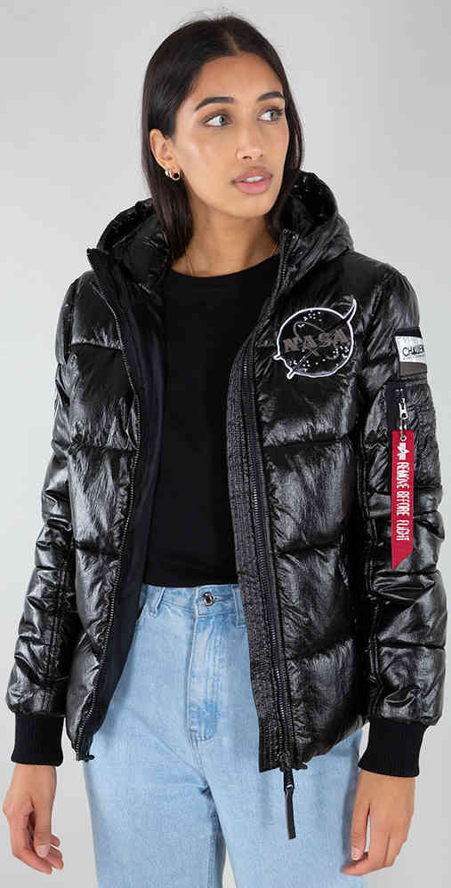 Hooded puffer nasa wmn top