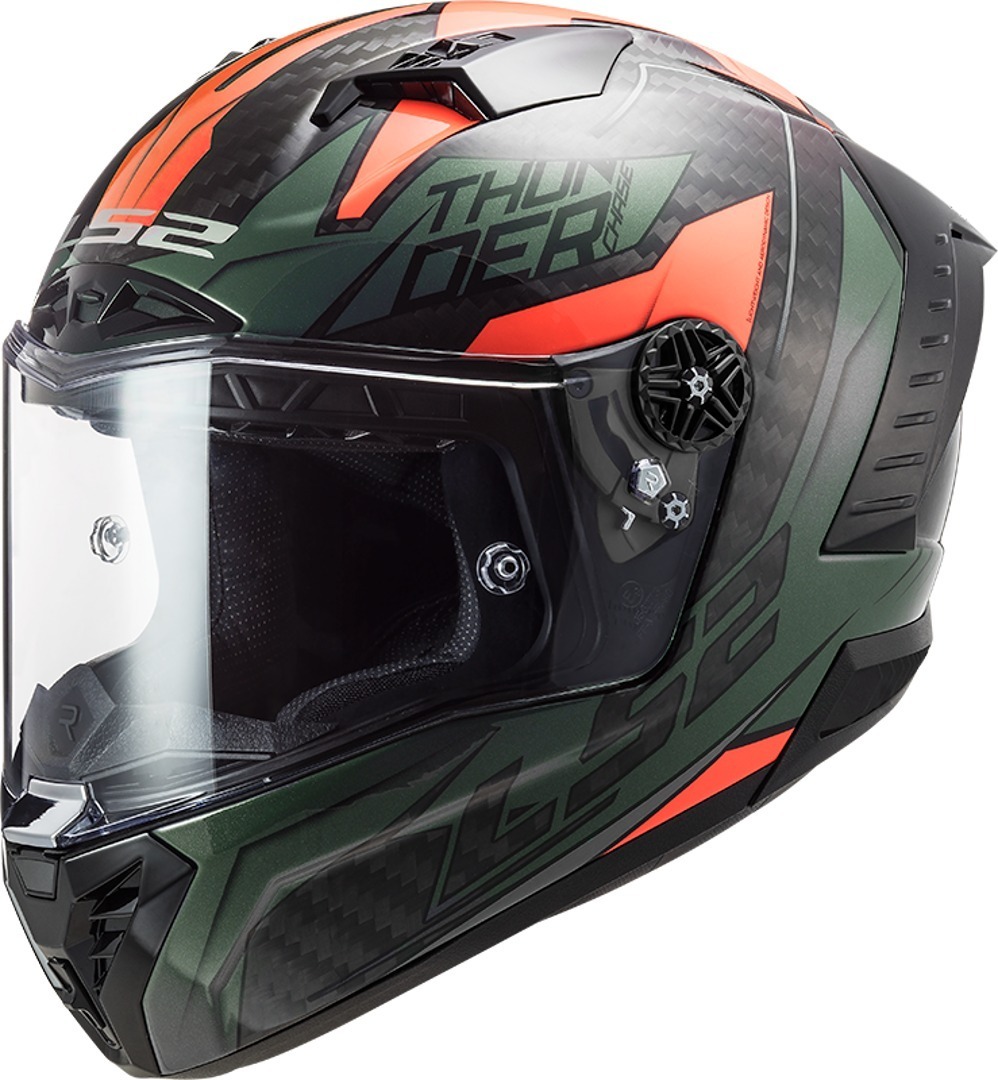 LS2 FF805 Thunder Chase Carbon Helmet, black-green-orange, Size XL, black-green-orange, Size XL