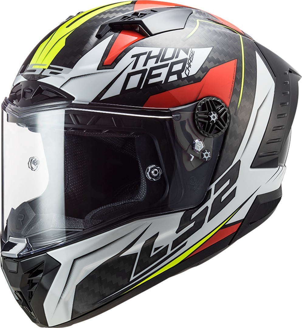 LS2 FF805 Thunder Chase Carbon Helmet, white-red, Size L, white-red, Size L